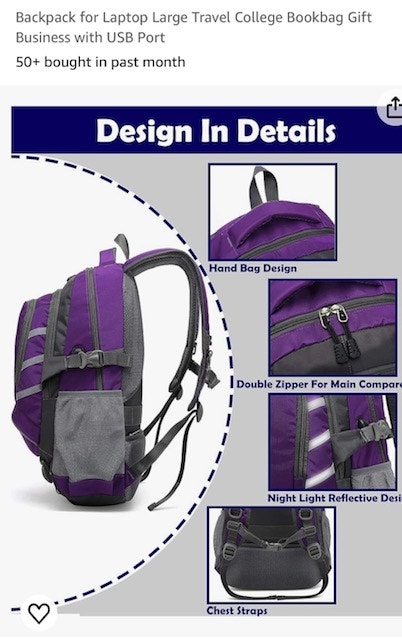 ProEtrade Laptop Backpack - Large, Travel, School, USB Port - photo 3