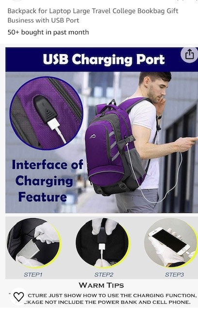 ProEtrade Laptop Backpack - Large, Travel, School, USB Port - photo 4
