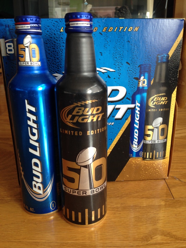 Superbowl 2016 NFL Football Aluminum Collector Empty Bottle