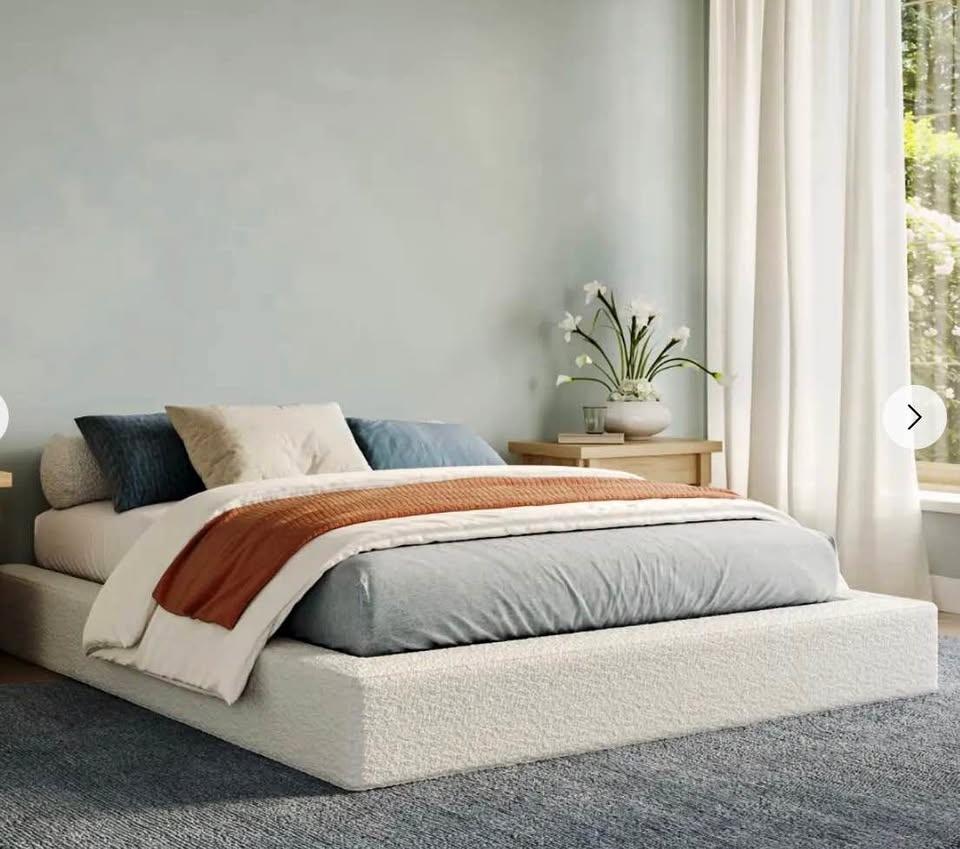 QUEEN Boucle Bed Frame with Box Spring