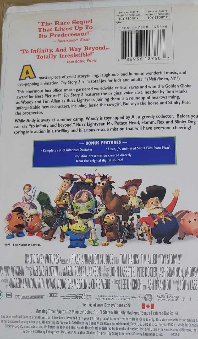 Toy Story 2 Disney Pixar Autographed VHS - photo 2