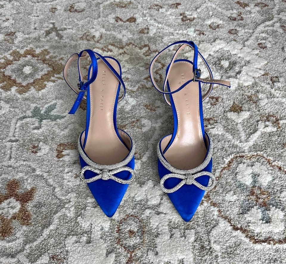 Kelly & Katie Royal Blue Sparkly Bow Heels