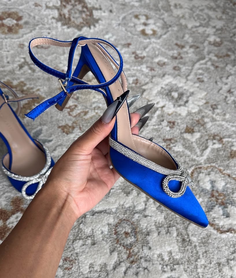 Kelly & Katie Royal Blue Sparkly Bow Heels - photo 2