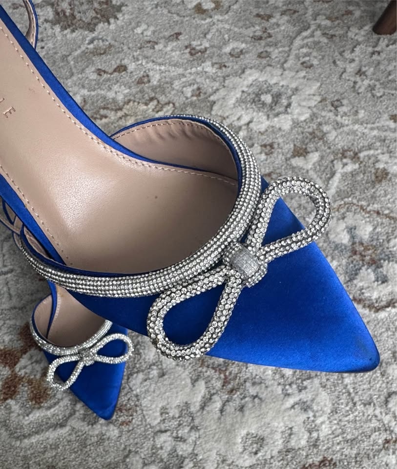Kelly & Katie Royal Blue Sparkly Bow Heels - photo 3