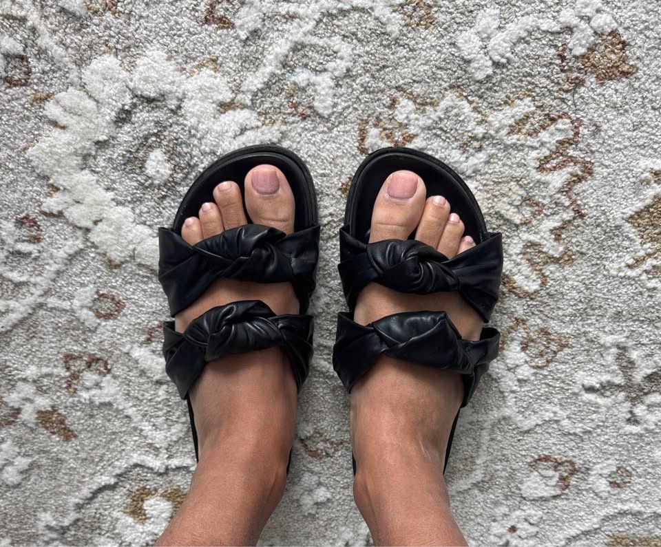 CATHERINE Black Knotted Slide Sandals - photo 2