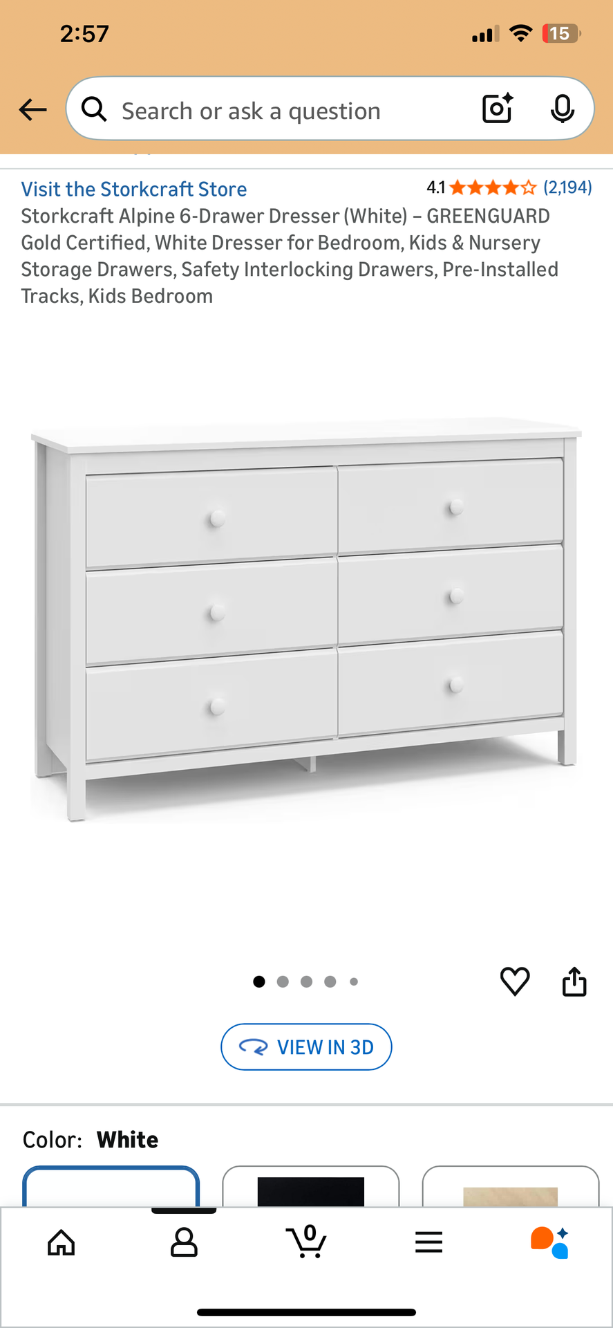 Storkcraft Alpine 6-Drawer Dresser (White)