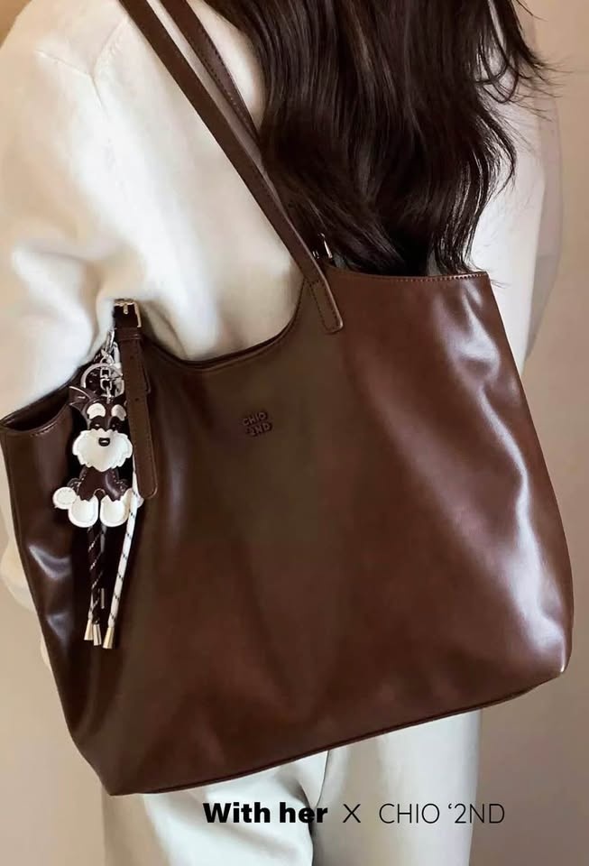 WITH HER X CHIO '2ND Cocoa Pup Brown Leather Tote - photo 2