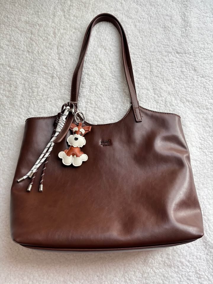 WITH HER X CHIO '2ND Cocoa Pup Brown Leather Tote - photo 5