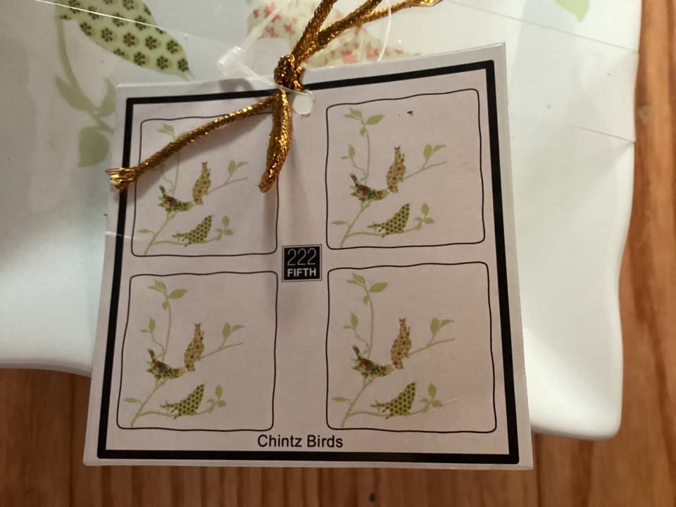 222 FIFTH Chintz Birds Appetizer Plates - Set of 4 - photo 2