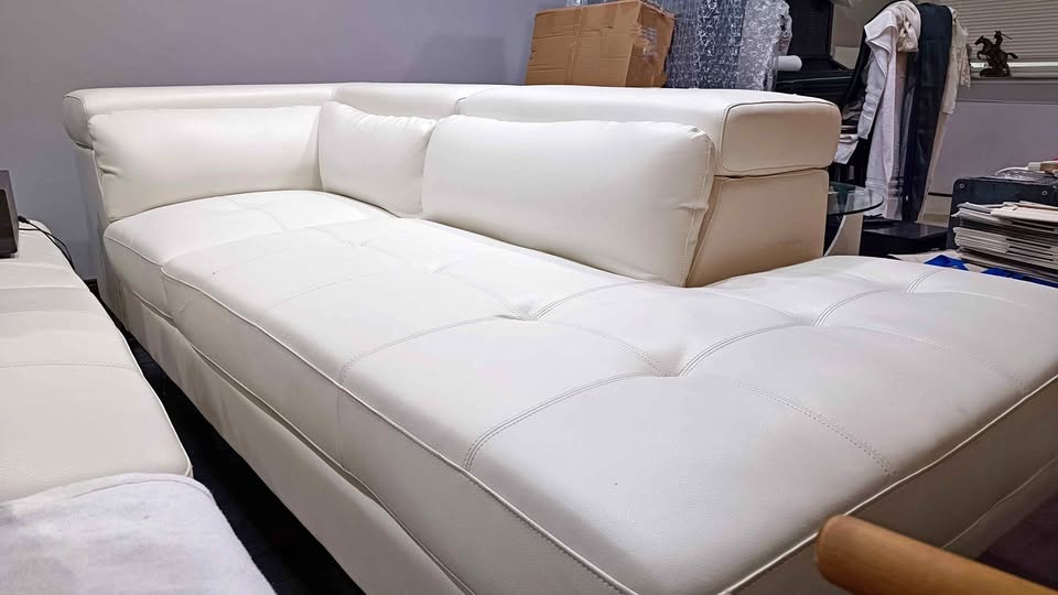 Pristine White Leather Sofa