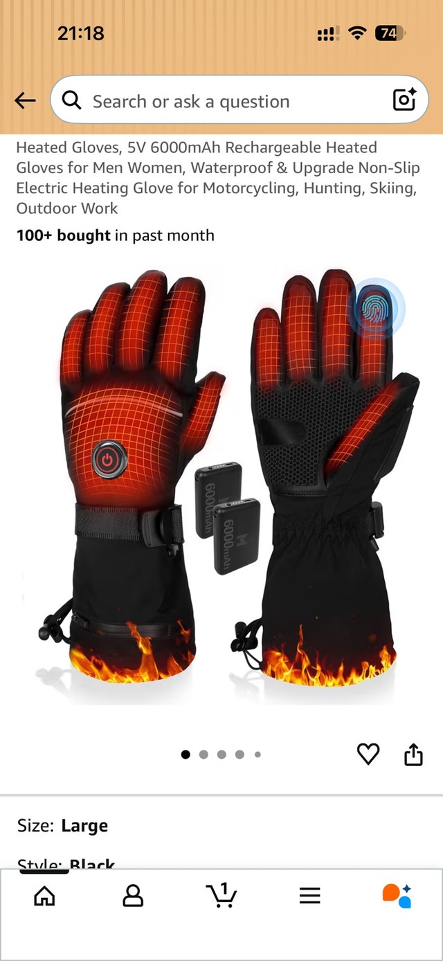 Heated Gloves - Never used, Open Box, New -XL
