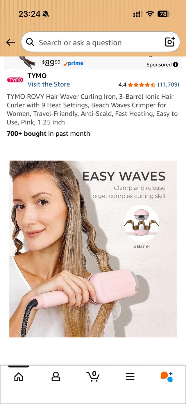 TYMO Rovy 3 Barrel Hair Waver - Pink (1.25") - New Open Box