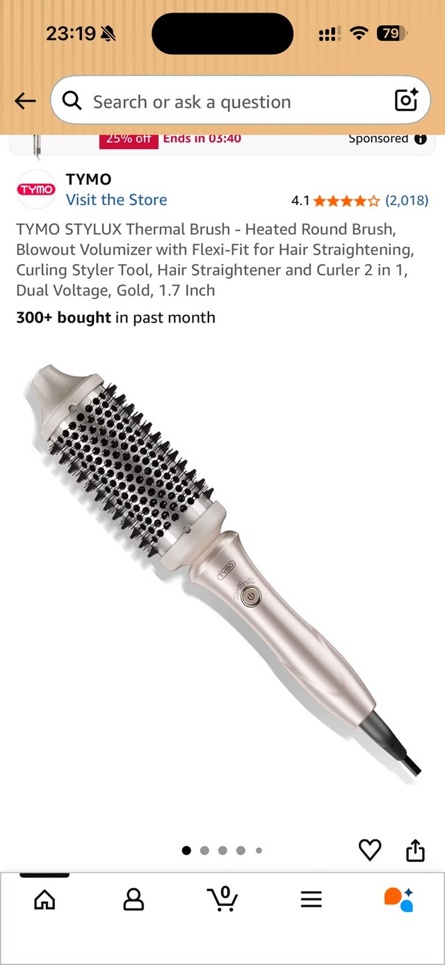 TYMO STYLUX Thermal Brush - Heated Round Brush (Gold) - Open Box