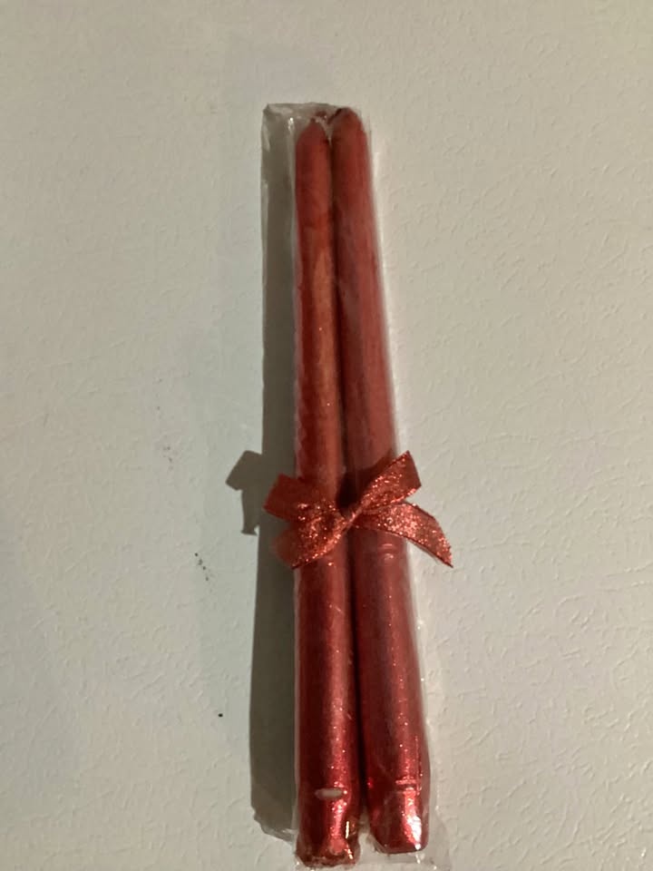 Red sparkle candles. Never been lit