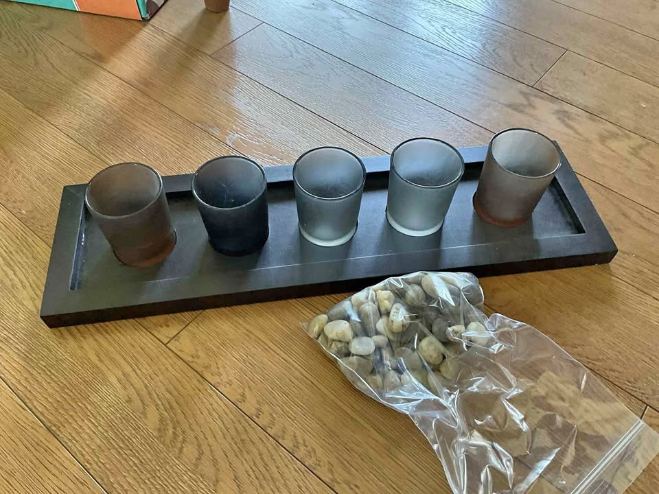 Tea light candle holder. Stones go in base. Woodstock/Kintore pi