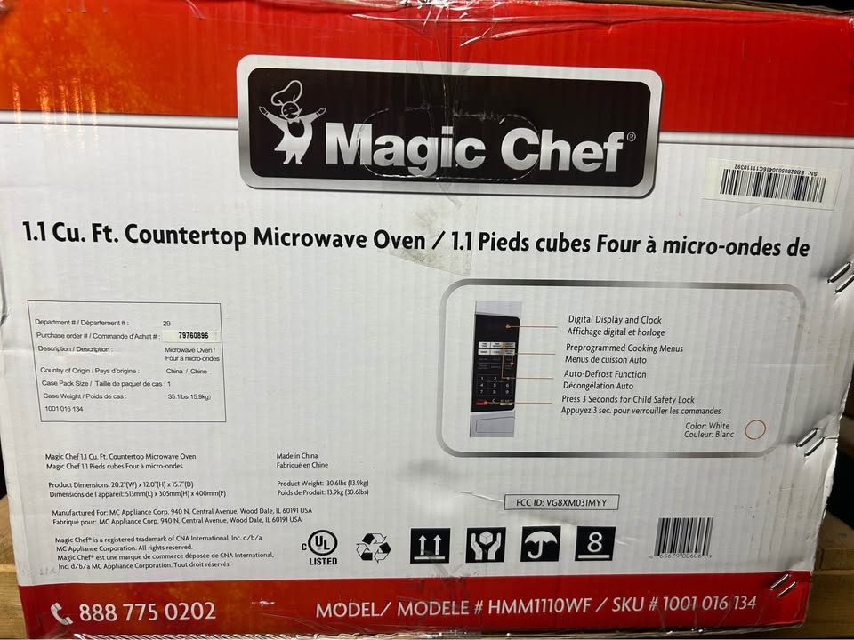 Majic Chef Microwave 1.1 cu ft Countertop 1000 Watts - photo 2
