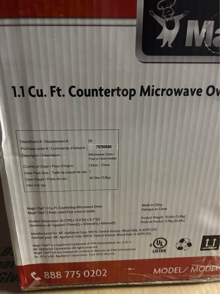 Majic Chef Microwave 1.1 cu ft Countertop 1000 Watts - photo 3