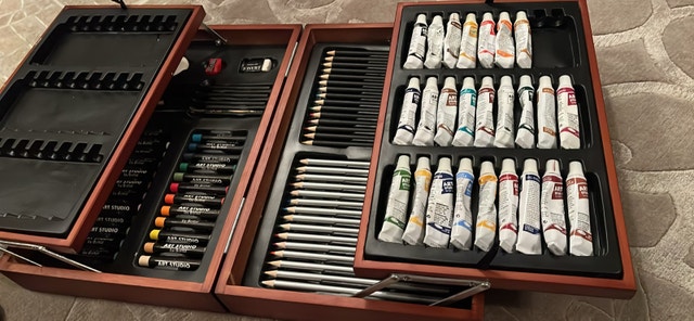 2 Art and Paint Sets with Wooden Boxes - photo 3