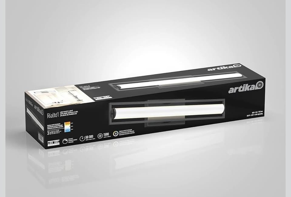 ARTIKA Rialto 26W LED Vanity Light Bar, Matte Black - photo 4