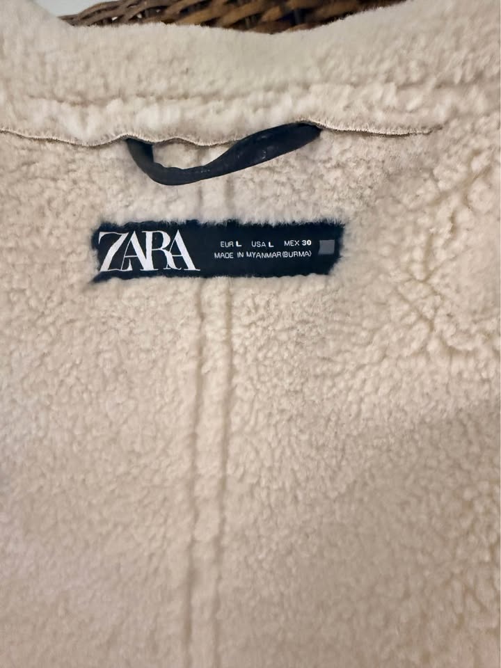 Zara Faux Shearling Aviator Jacket L - photo 2