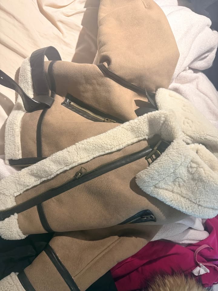 Zara Faux Shearling Aviator Jacket L - photo 3