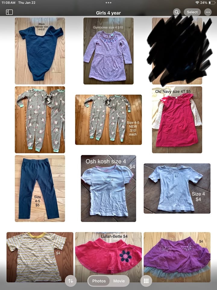 Girls size 4/4T prices on each picture
