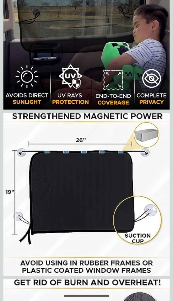 X4 EcoNour Magnetic Car Sun Shade Side Window - photo 2