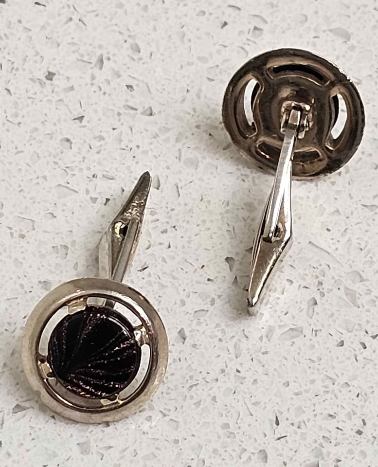 Vintage Sherman Senator Gold Tone Cufflinks w/ Goldstone - photo 3