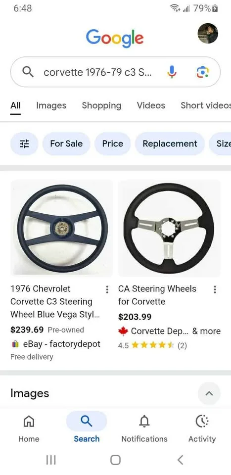 1976-79 C3 Corvette Steering Wheel image indicator(8)