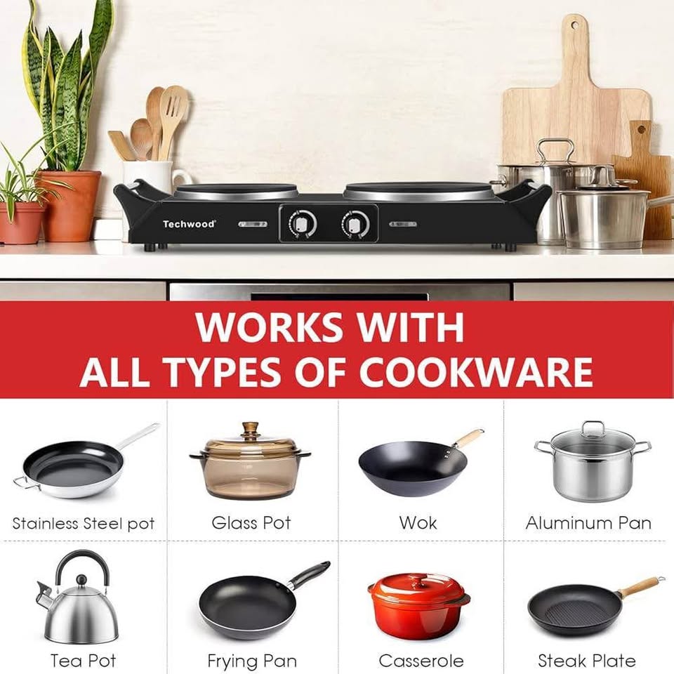 Techwood Hot Plate Electric Double Burner#1740 - photo 3