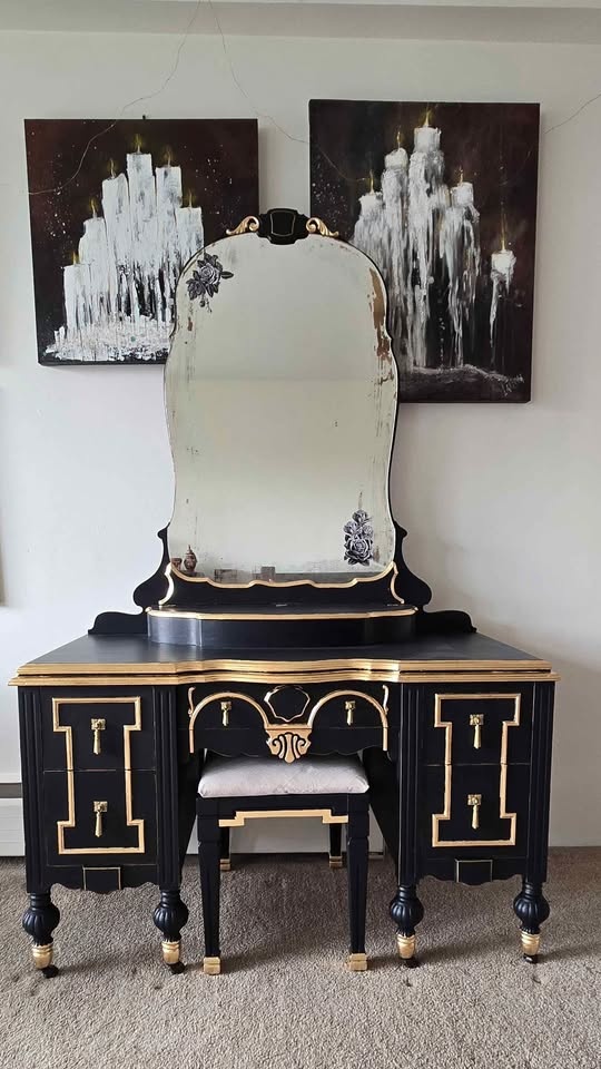 Antique 1930s Vanity Set "Roxanne" - Victorian Walnut - photo 3