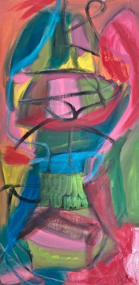 Original oil painting by Lorenzo Dolce titled Swirly Green Teeth