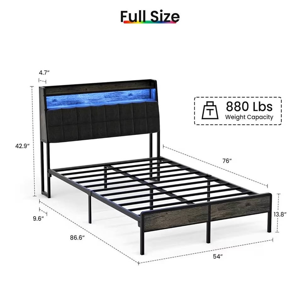 Bedstory Full Size Bed Frame + Mattress