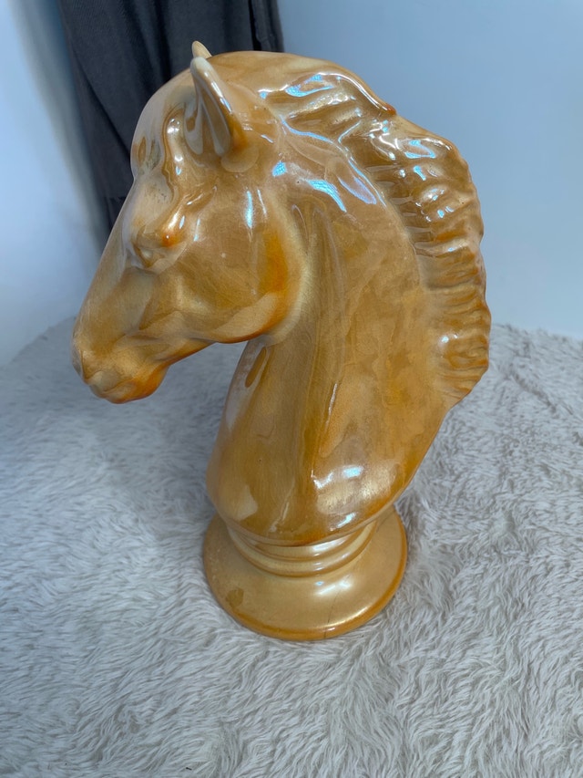 Vintage Glazed Ceramic Horse Head Sculpture 11" - photo 4