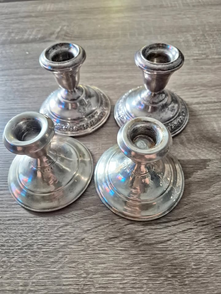 4 Sterling Silver Candlestick Holders - 1138g