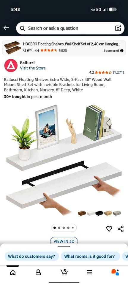 2 Floating Shelves. White.