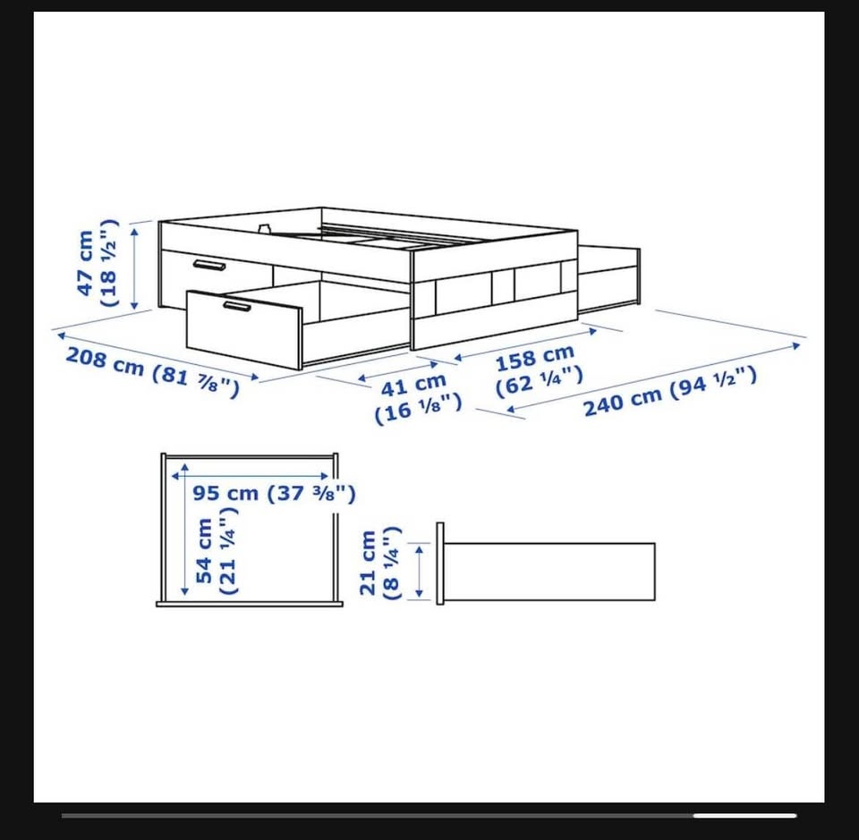 Ikea Queen Size Bed frame with 4 Storage Drawers - photo 4