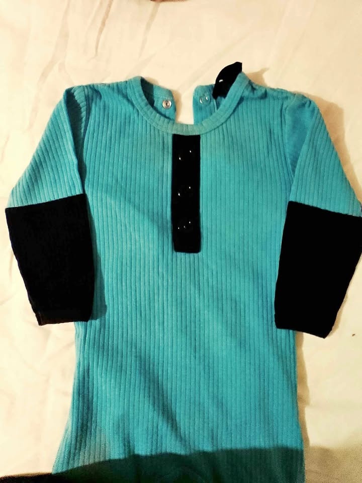 Teal Ribbed Baby Footed Sleeper, 2 Stretchies - photo 3