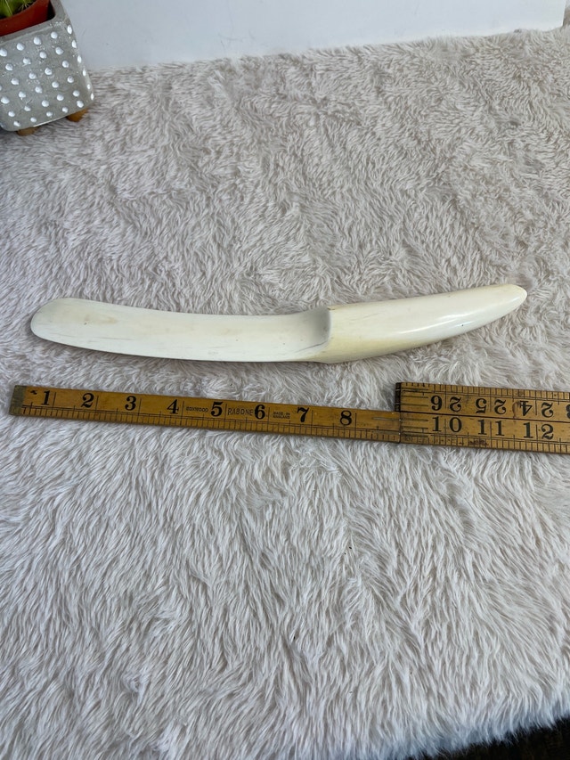 Antique Indigenous Walrus Ivory Tusk Book Page Turner 12" - photo 2