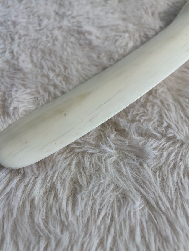 Antique Indigenous Walrus Ivory Tusk Book Page Turner 12" - photo 3