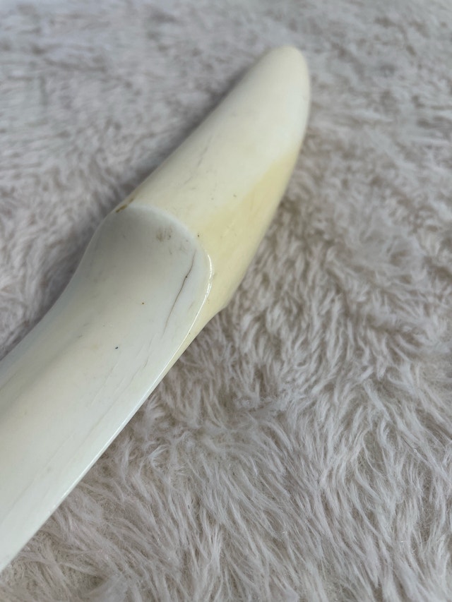 Antique Indigenous Walrus Ivory Tusk Book Page Turner 12" - photo 4