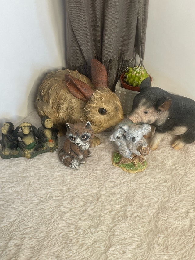 Vintage Polyresin Ceramic Animal Sculpture Collection