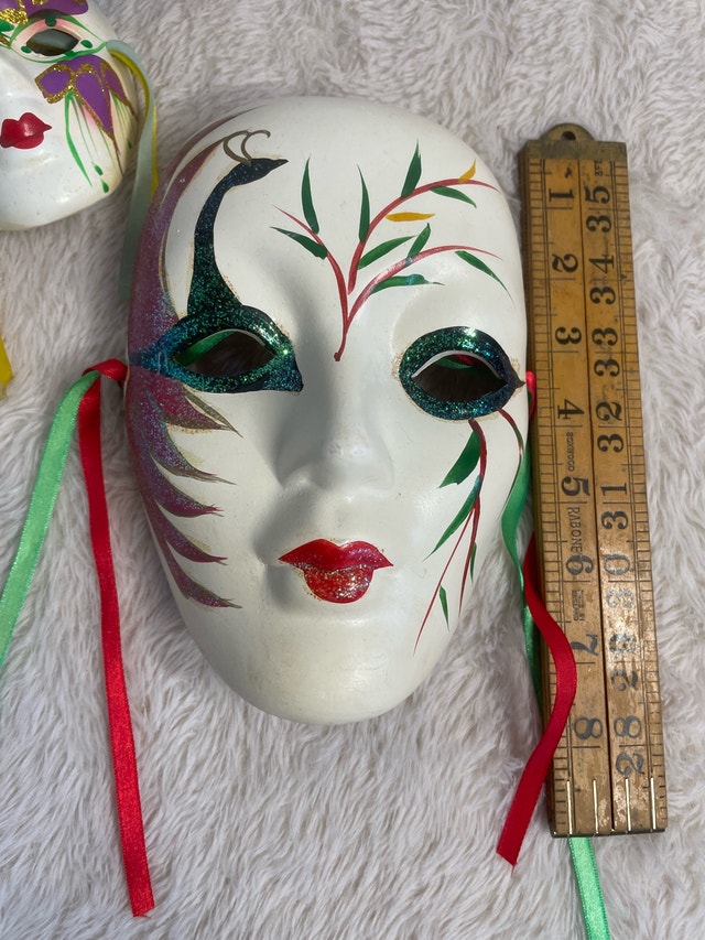 Vintage Porcelain Ceramic Decorative Hand Painted Face Masks - photo 2