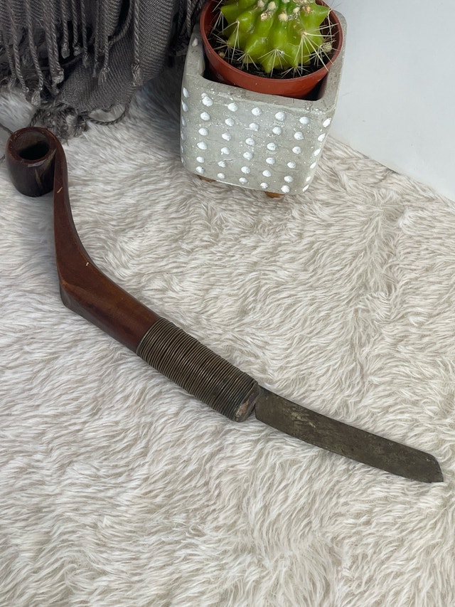 Antique Indigenous Crooked Carving Knife 11"