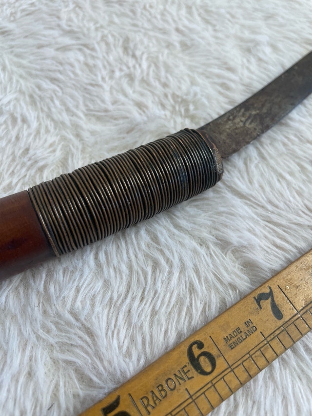 Antique Indigenous Crooked Carving Knife 11" - photo 3