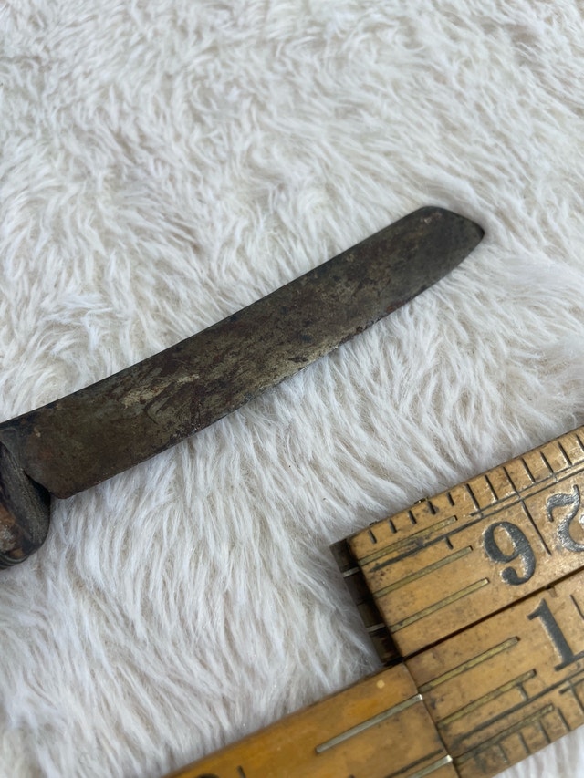 Antique Indigenous Crooked Carving Knife 11" - photo 4