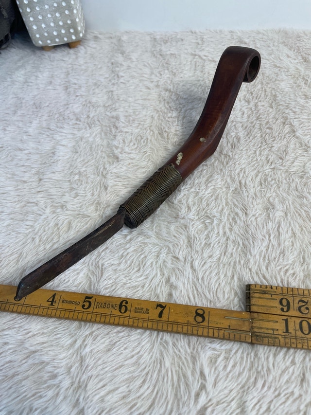 Antique Indigenous Crooked Carving Knife 11" - photo 5