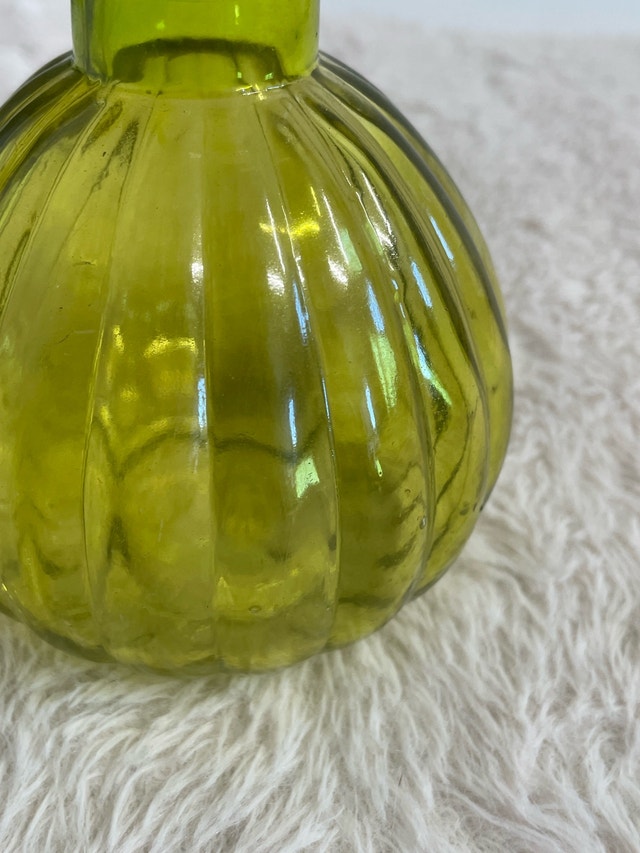 Vintage MCM Avocado Green Glass Candle Holder 7” - photo 2