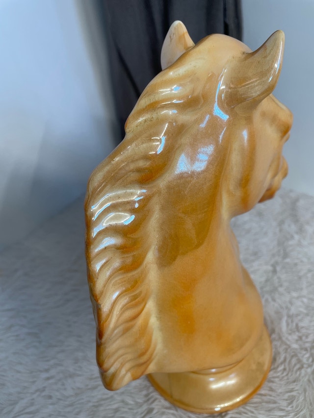 Vintage Glazed Ceramic Horse Head Sculpture 11" - photo 5