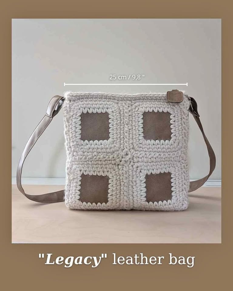 Handmade Crochet & Leather Crossbody Bag - "LEGACY"
